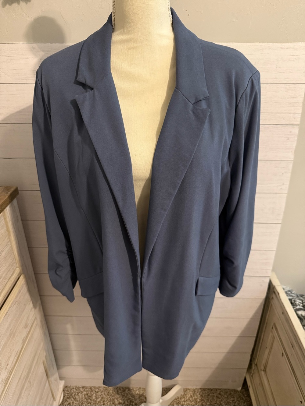 Skies Are Blue Slate Open-Front Blazer